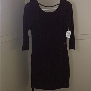 Sparkly Burgundy Open Back Dress